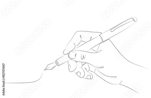 Continuous single line drawing of hand drawing