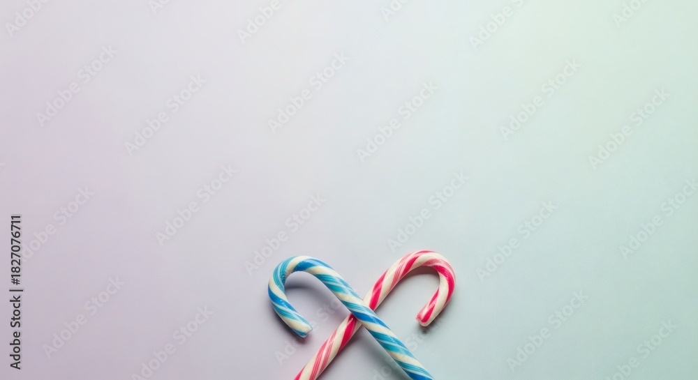 Fototapeta premium Charming Candy Canes Against A Pastel Gradient Background
