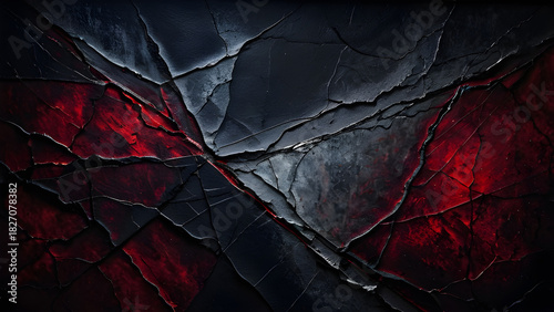 Dramatic Brooding Abstract: Cracked Crimson, Black, Gray Texture
