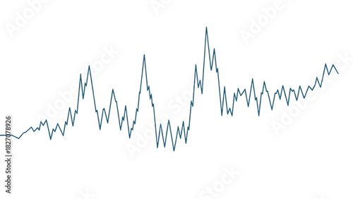 Volatile financial data graph fluctuation isolated on transparent background