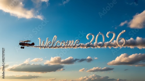 Airplane with banner and writing the phrase 