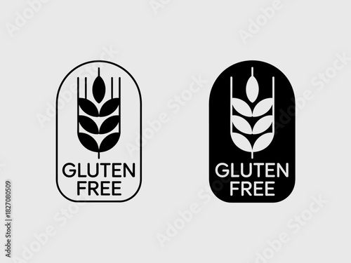 Gluten free wheat ear label icon for healthy dietary products