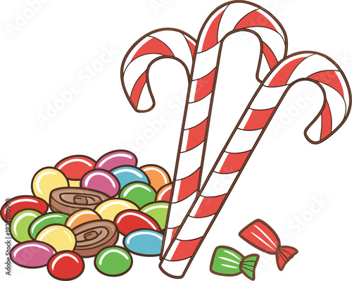 Candy Canes And Sweets | Sweet Christmas Candy Cane Design