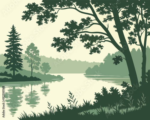 Lake Reflection In Forest | Forest Lake Reflection Landscape