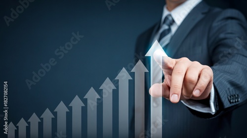 Drive company revenue growth with a professional pointing toward increasing business chart