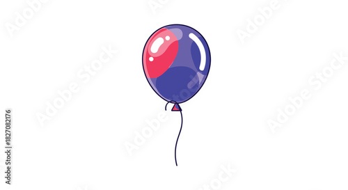 A floating balloon with red and blue segments, isolated on a white background.