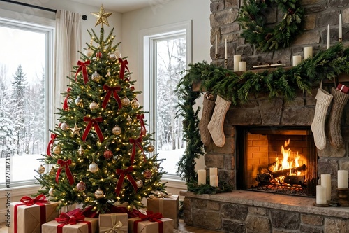 christmas tree with fireplace