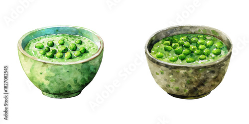 green bean porridge watercolor vector illustration