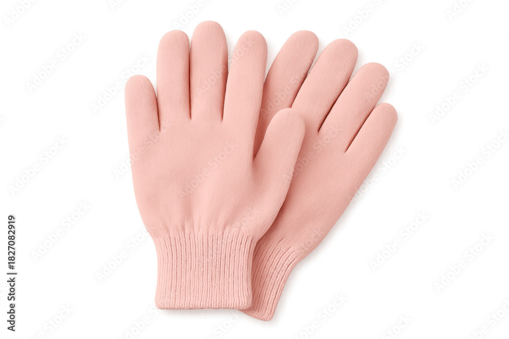 Obraz premium Pair of pink knitted fabric gloves for cold weather