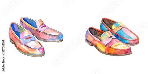loafers watercolor vector illustration