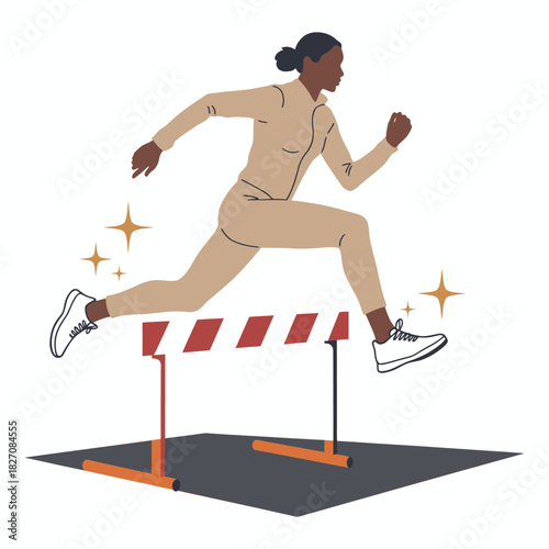 Runner on the start line silhouette vector illustration of a person on a treadmill for fitness and sport exercise activity