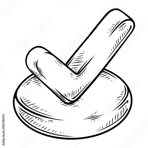 check icon vector with line art drawing illustration