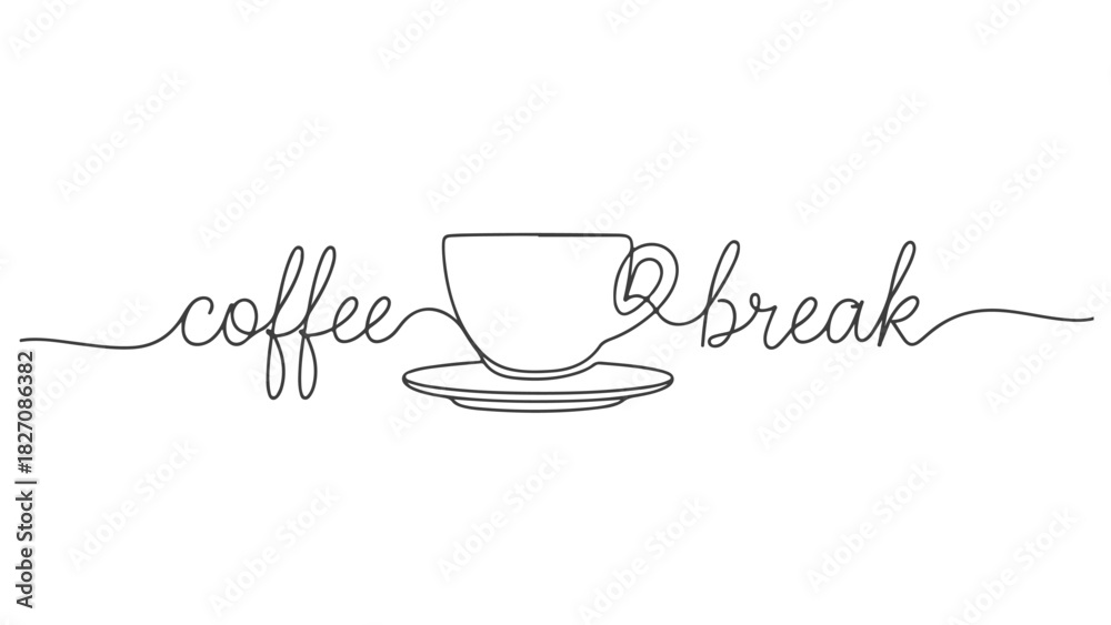 Photography Poster One continuous line art coffee break concept in