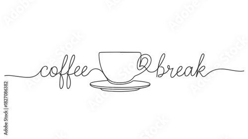 One continuous line art coffee break concept in a minimalist design c