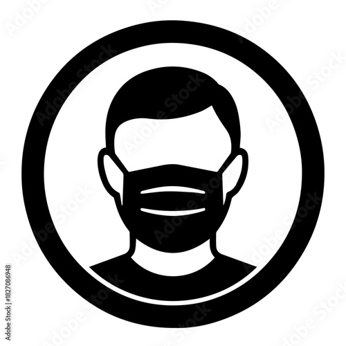 Entry only with a mask sign vector icon on a white background
Vector warning sign icon