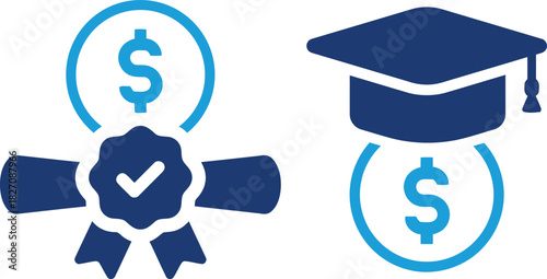 education, graduation cap, money, dollar sign, certificate, diploma, award, ribbon, check mark, success, learning, finance, scholarship, grant, investment, financial literacy, academic achievement, fi