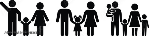 Generic family stick figure icons showing diverse relationships