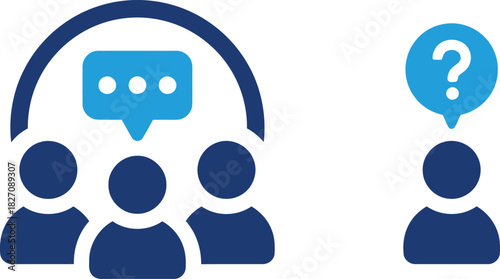 communication, group, question, discussion, conversation, speech bubble, people, teamwork, problem, confusion, uncertainty, thinking, idea, network, community, individual, asking, social interaction, 