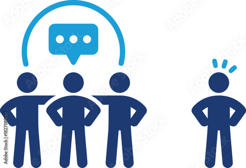 communication, group, isolation, conversation, speech bubble, people, teamwork, exclusion, difference, outsider, social, connection, discussion, idea, thinking, network, community, individual, standin