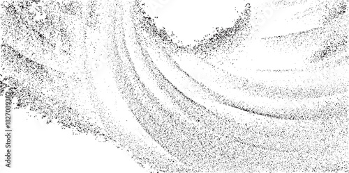 Abstract vector noise. Small particles of debris and dust. Distressed uneven background. Grunge texture overlay with fine grains isolated on white background. Vector illustration. EPS10.