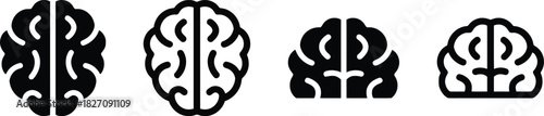 brain, icon, silhouette, stylized, human brain, mind, intelligence, thinking, cognition, neuroscience, medical, science, symbol, graphic, black and white, top view, cerebral cortex, lobes, abstract, i