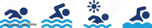 swimming, pool, water, ocean, sea, waves, person, swimmer, sun, summer, recreation, sport, activity, exercise, blue, icon, graphic, leisure, vacation, holiday, refreshing, cool, movement, stroke, free