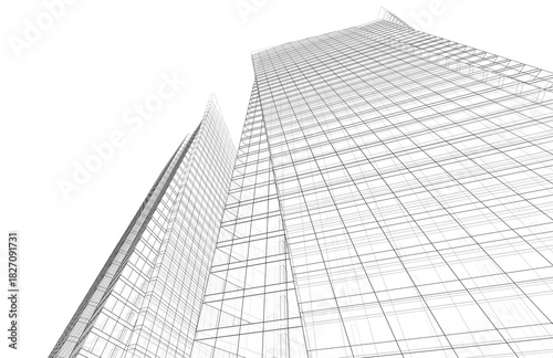 Abstract modern architecture, 3D rendering