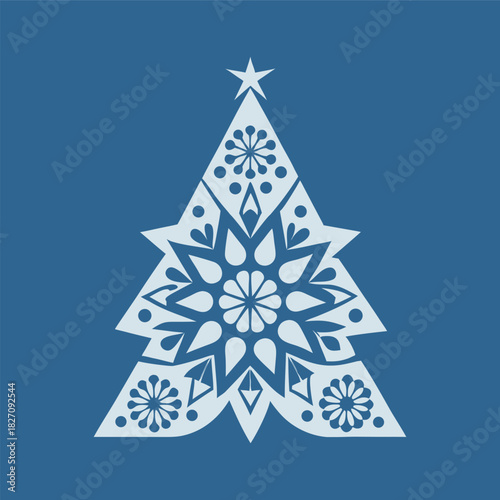 Mandala Ornament Christmas Tree Circular Pattern Outline