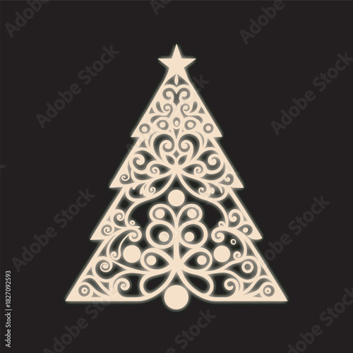 Lacework Christmas Tree Ornament Fine Detailed Silhouette