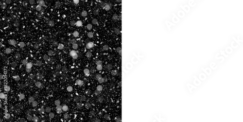 Winter snowfall overlay effect with varying density and mask for creating realistic snow scenes and festive holiday designs
