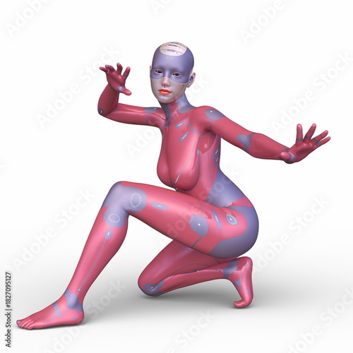 女性サイボーグ　3DCGレンダリング