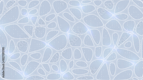 Blue Organic Cell Pattern With Neural Texture. Abstract Voronoi Network. Ai Bg With Neuron And Synapse Geometry. Cyber Grid And Mesh. Techno Background With Dynamic Lines And Curve. Biology Structure