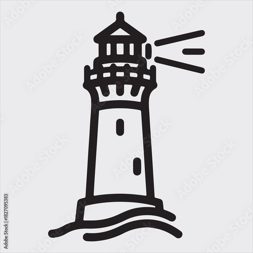 A beautiful ship light house line art design