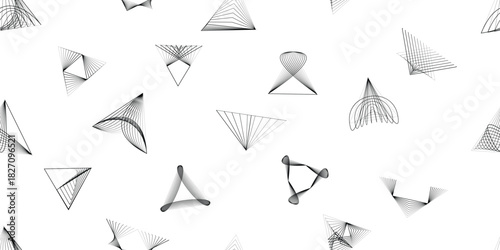 Vector triangle line seamless pattern- Endless pattern for wallpapers, wrapping and packaging. Repeatable pattern with various creative angular design elements