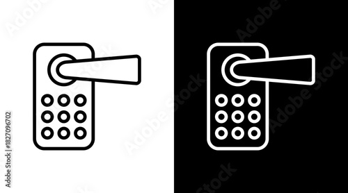 Smart Door Lock  White Icon Set Design