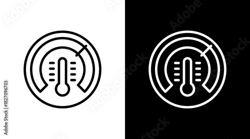 Smart Thermostat  White Icon Set Design