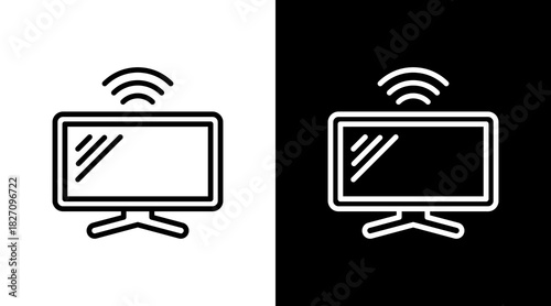 Smart Tv  White Icon Set Design