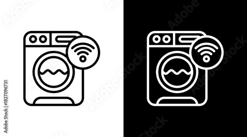 Smart Washing Machine  White Icon Set Design