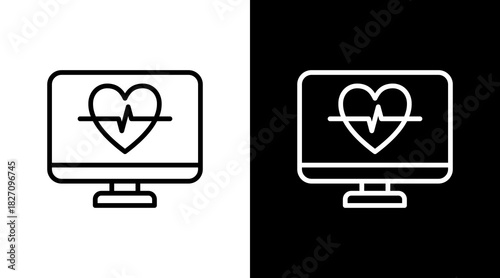 Heart Monitor  White Icon Set Design
