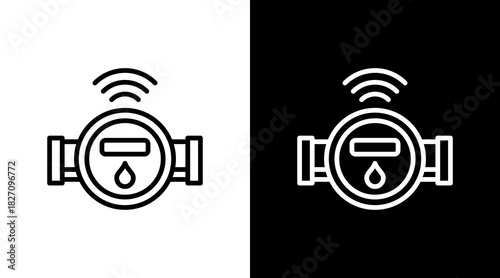 Smart Water Meter  White Icon Set Design