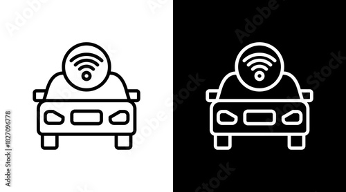 Connected Car  White Icon Set Design