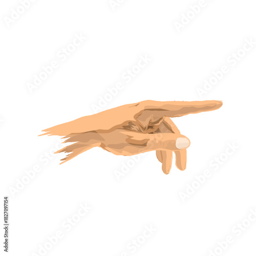 human hand pointing at something without background