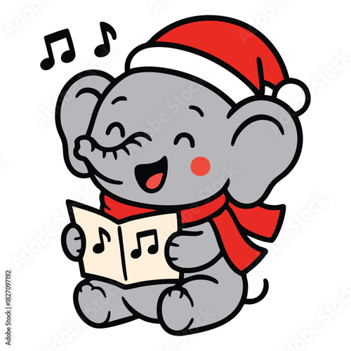 Cute christmas elephant singing