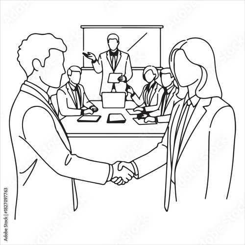 Team Agreement Handshake Diverse Silhouette
