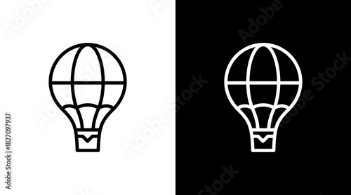 Hot Air Balloon  White Icon Set Design