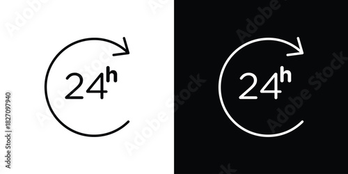 24 Hrs icons vector.Editable stroke.linear style sign for use web design