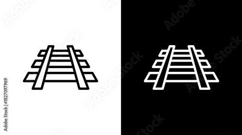 Railway Track  White Icon Set Design
