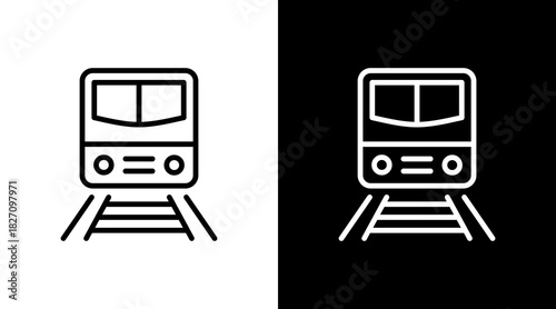 Train  White Icon Set Design