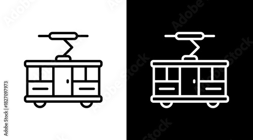 Tram  White Icon Set Design