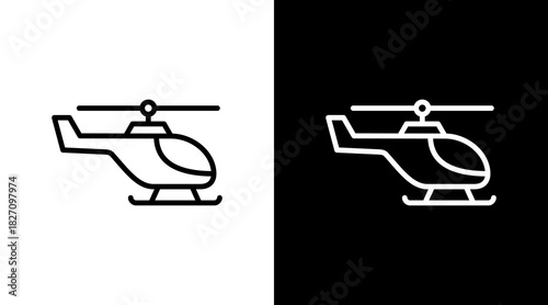 Helicopter  White Icon Set Design